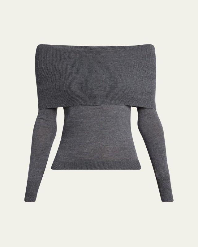 Off-the-Shoulder Wool Sweater